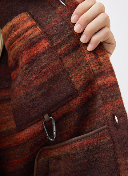 Men's Mississippi Jacquard Overshirt - Boiled Wool - Burnt Orange | Percival New