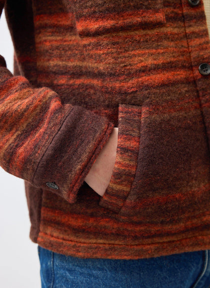 Men's Mississippi Jacquard Overshirt - Boiled Wool - Burnt Orange | Percival New