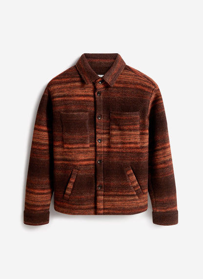 Men's Mississippi Jacquard Overshirt - Boiled Wool - Burnt Orange | Percival New