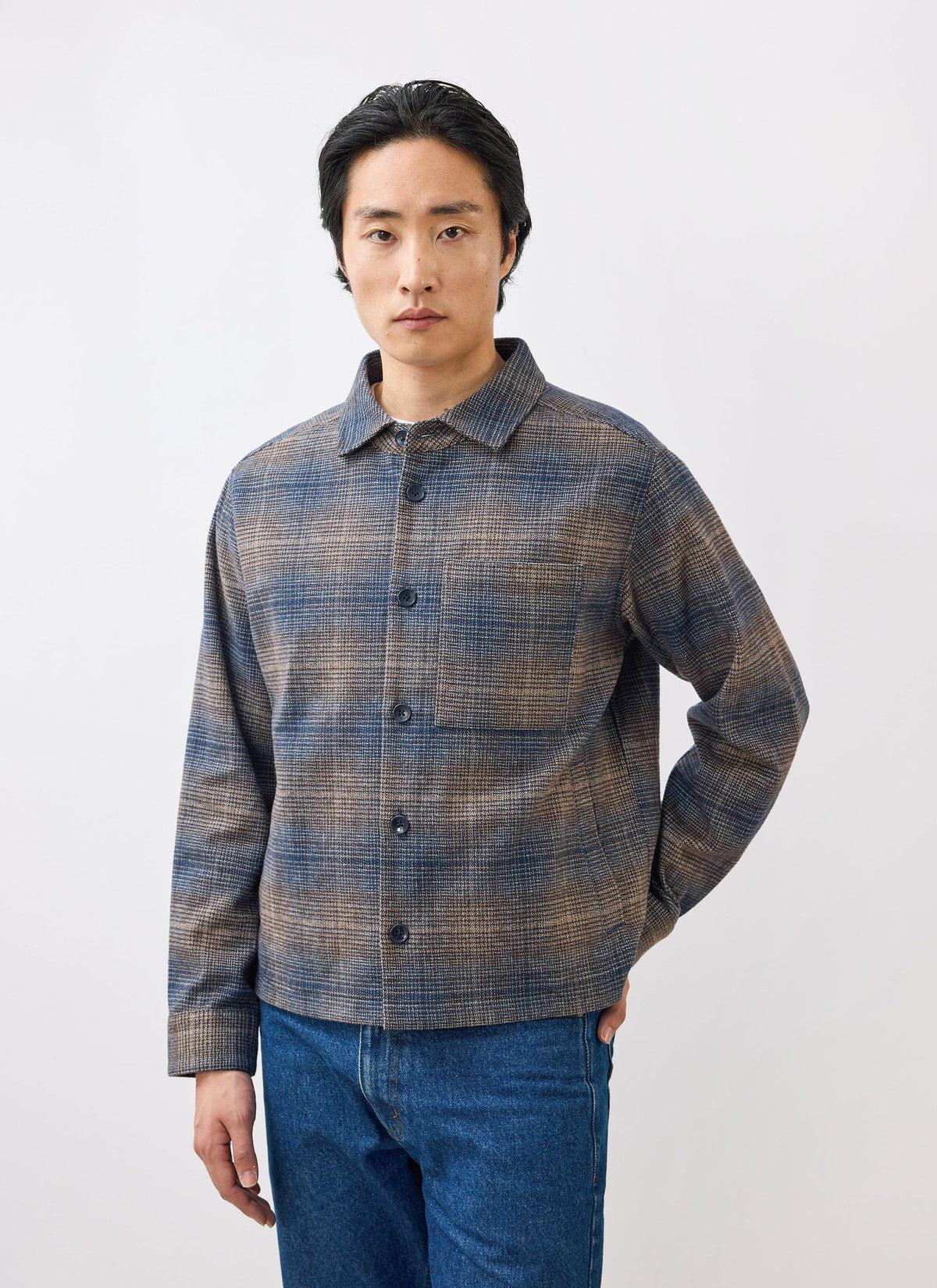 Men's Checked Overshirt: Luton - Cotton - Brown Multi | Percival Discount