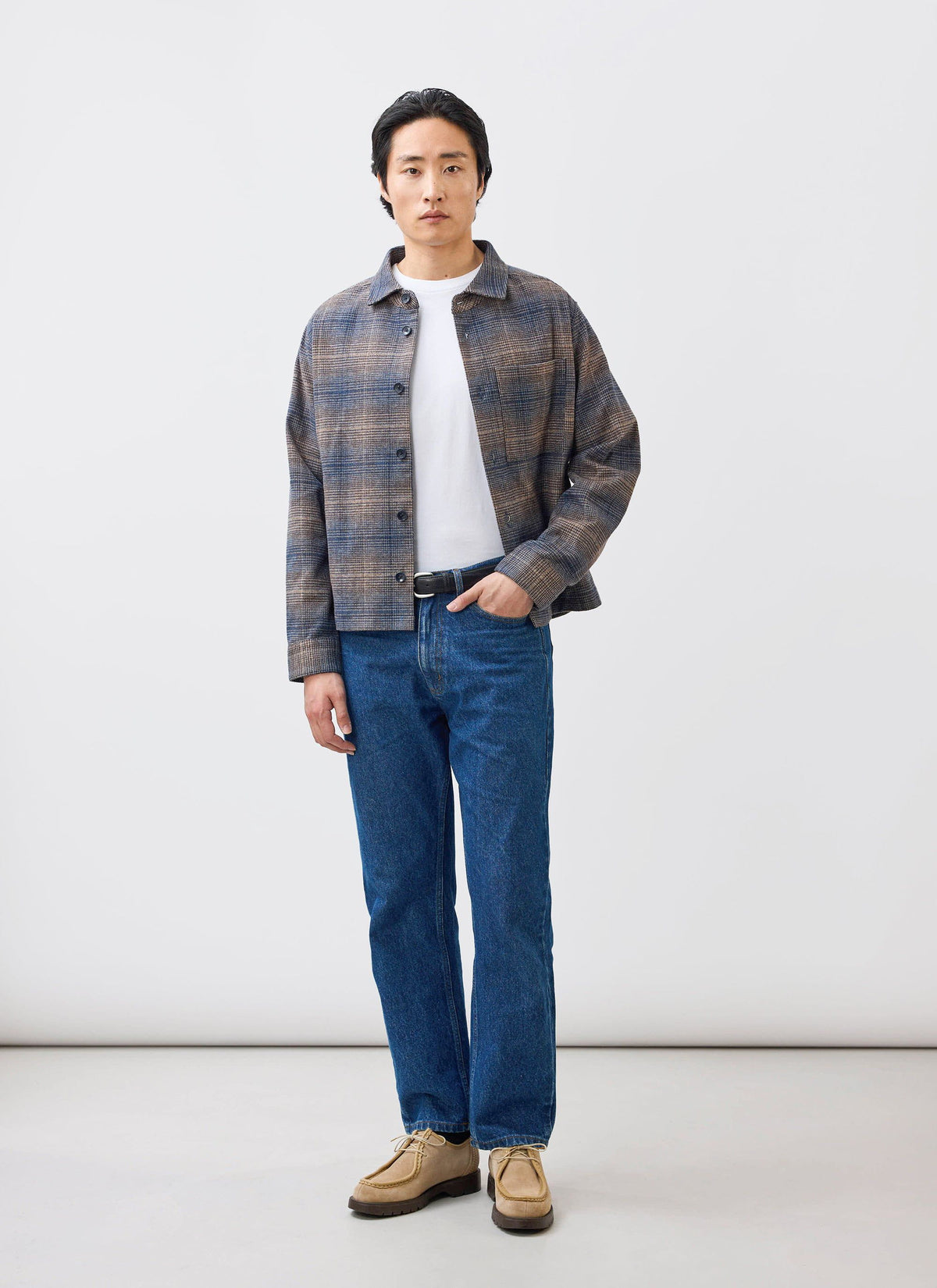 Men's Checked Overshirt: Luton - Cotton - Brown Multi | Percival Discount