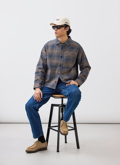 Men's Checked Overshirt: Luton - Cotton - Brown Multi | Percival Discount