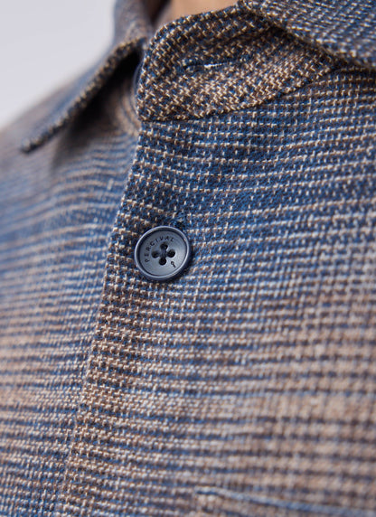 Men's Checked Overshirt: Luton - Cotton - Brown Multi | Percival Discount