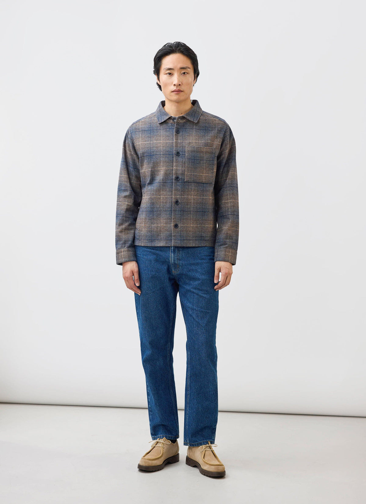 Men's Checked Overshirt: Luton - Cotton - Brown Multi | Percival Discount