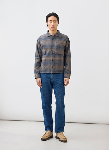 Men's Checked Overshirt: Luton - Cotton - Brown Multi | Percival Discount