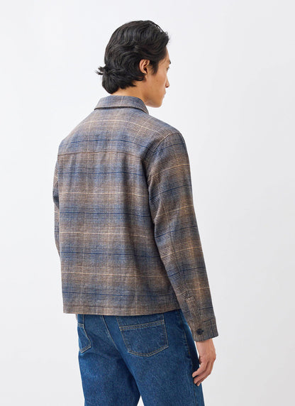 Men's Checked Overshirt: Luton - Cotton - Brown Multi | Percival Discount