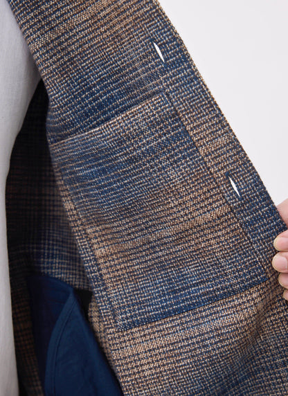 Men's Checked Overshirt: Luton - Cotton - Brown Multi | Percival Discount
