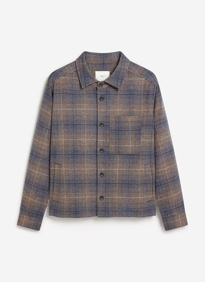 Men's Checked Overshirt: Luton - Cotton - Brown Multi | Percival Discount