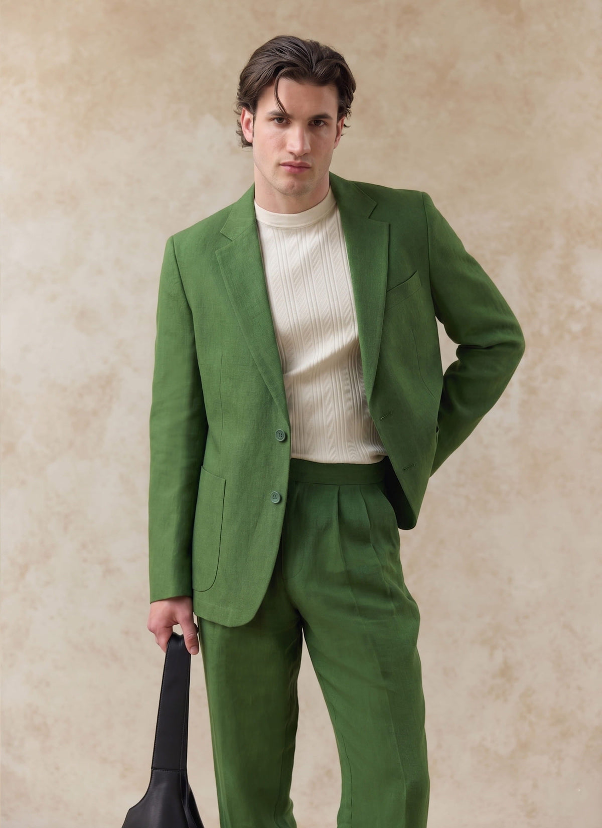 Men's Linen Blazer - Suit Jacket - Forest Green | Percival Trending