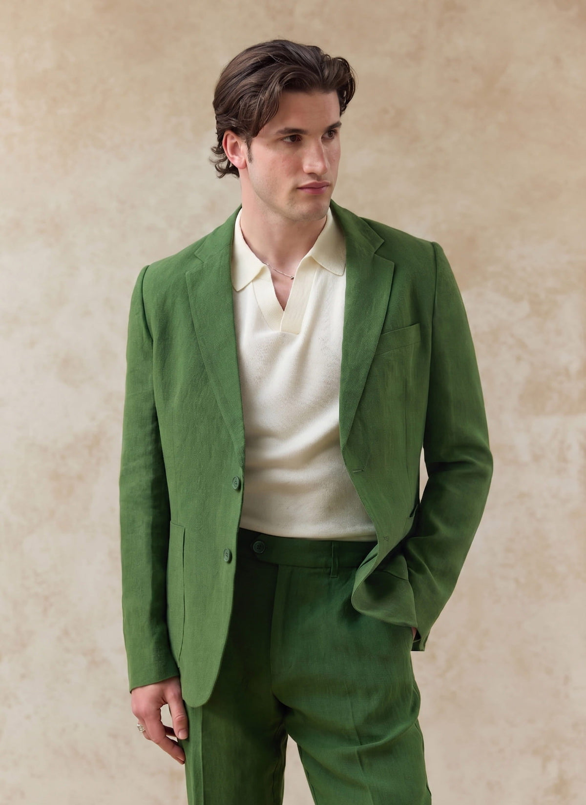 Men's Linen Blazer - Suit Jacket - Forest Green | Percival Trending