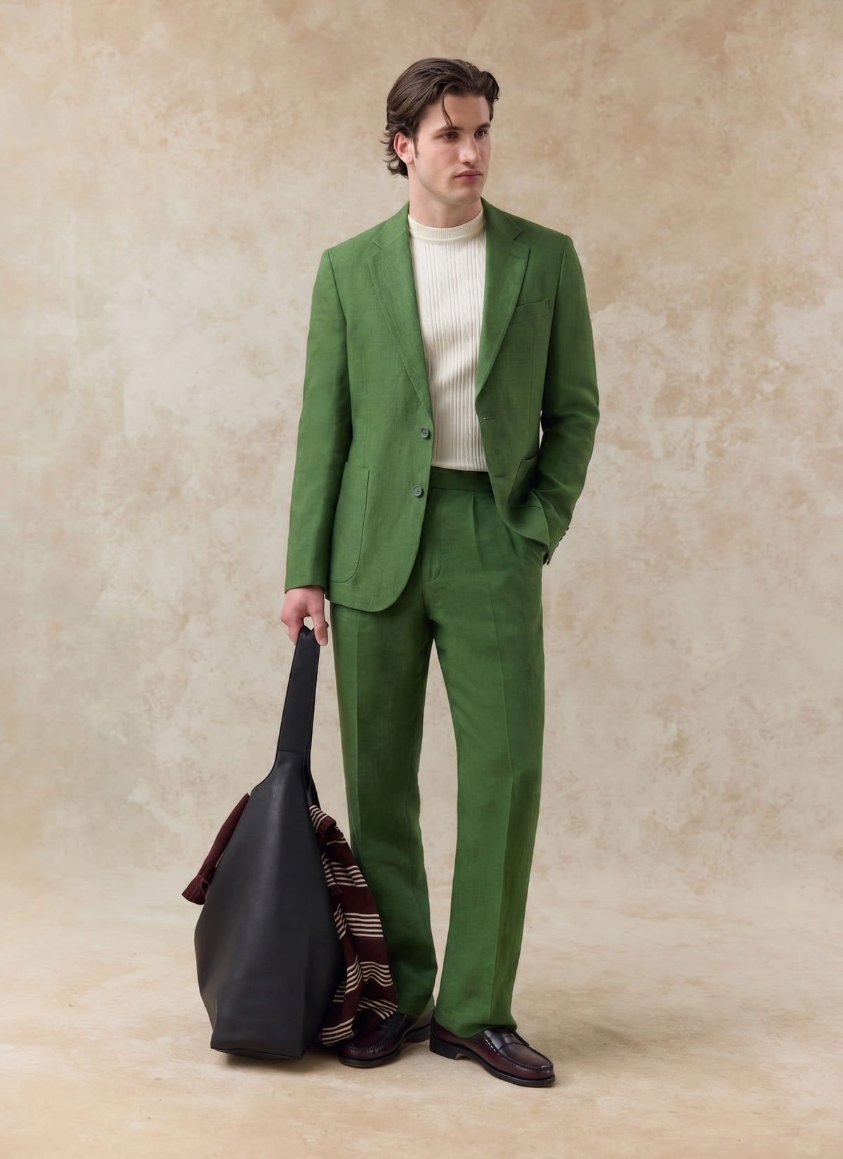 Men's Linen Blazer - Suit Jacket - Forest Green | Percival Trending