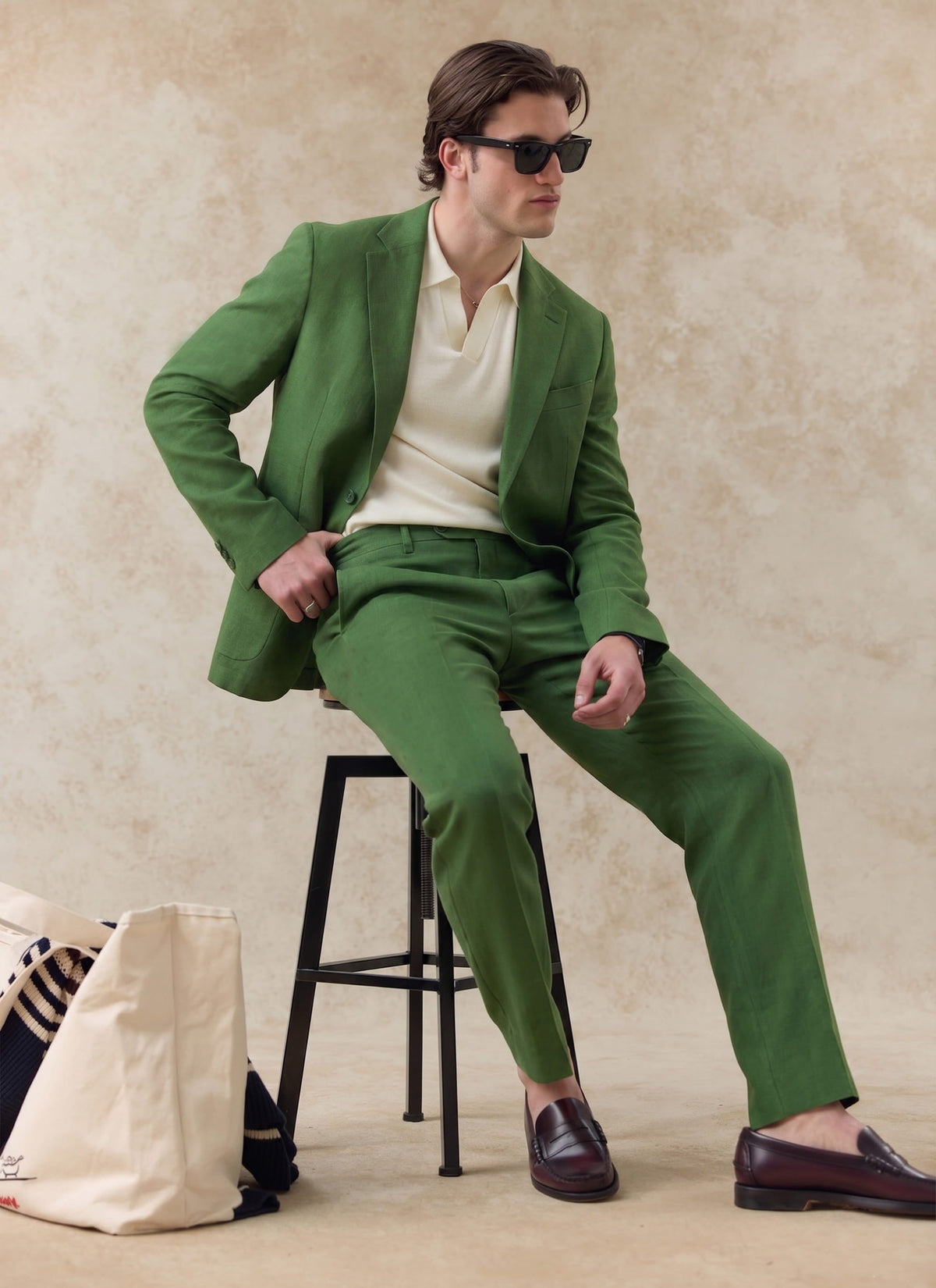 Men's Linen Blazer - Suit Jacket - Forest Green | Percival Trending