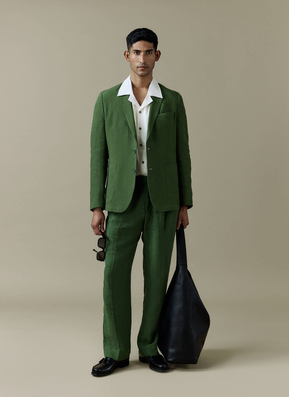 Men's Linen Blazer - Suit Jacket - Forest Green | Percival Trending