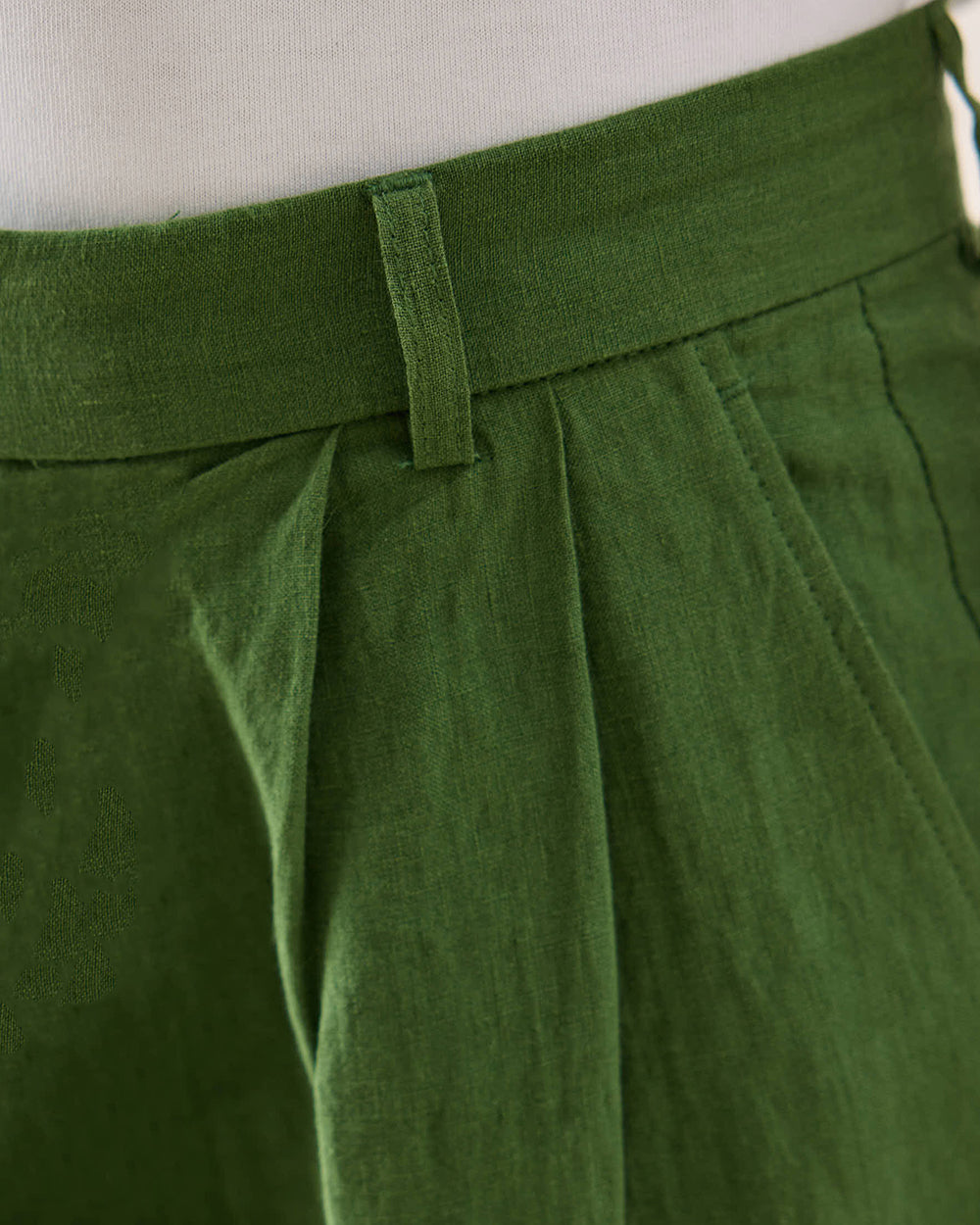 Men's Pleated Suit Trousers - Linen - Forest Green | Percival Deals