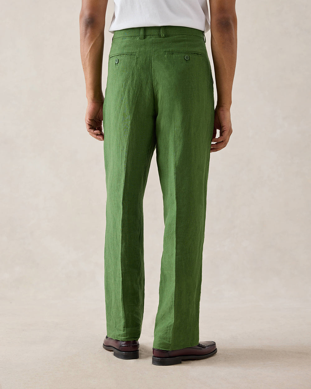 Men's Pleated Suit Trousers - Linen - Forest Green | Percival Deals