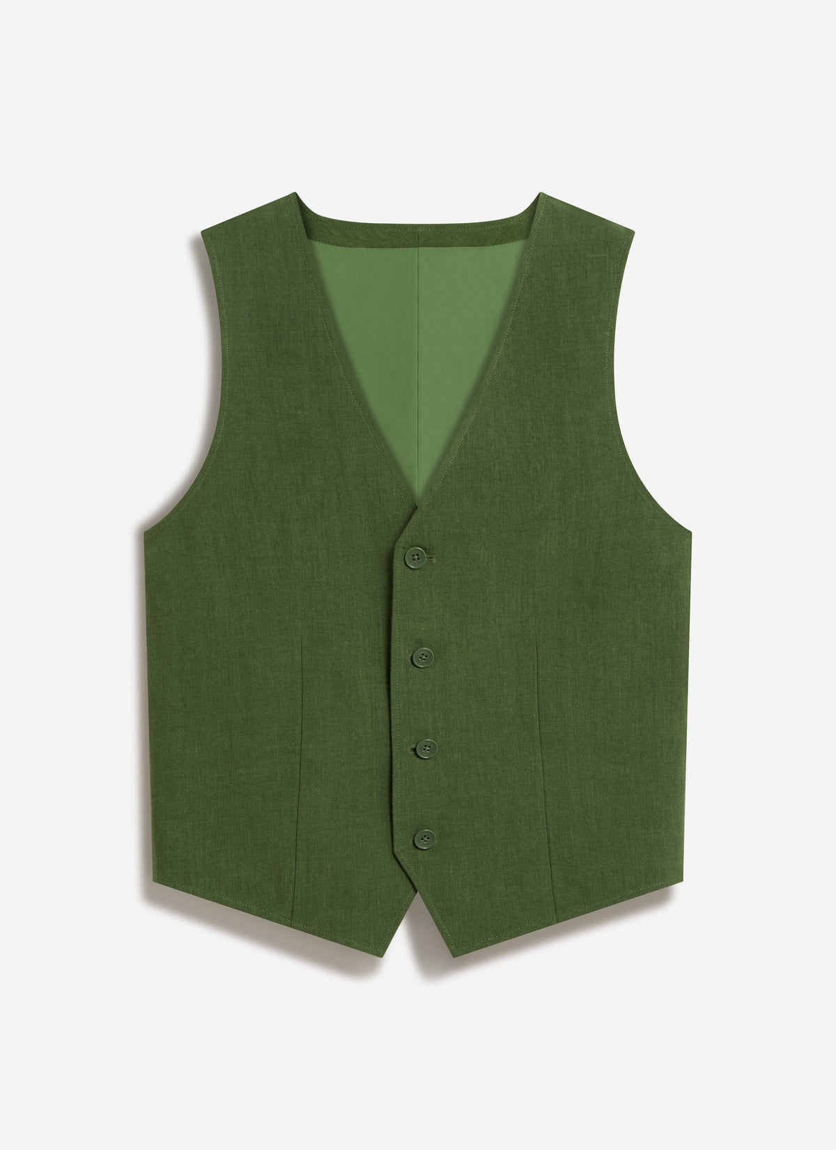Men's Waistcoat - Linen - Forest Green | Percival New