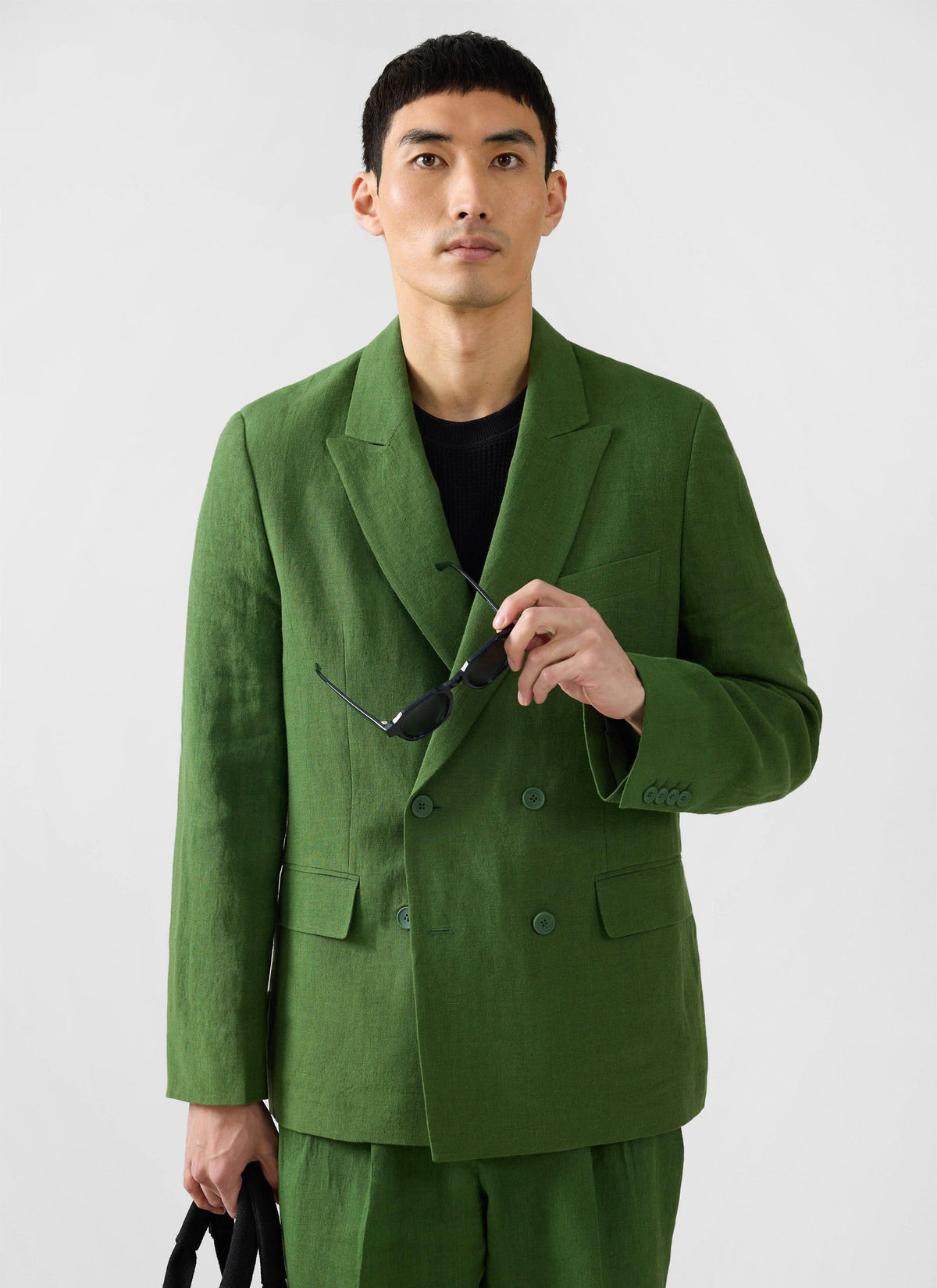 Men's Clifton Linen Double-Breasted Blazer - Forest Green | Percival Customer Favorite