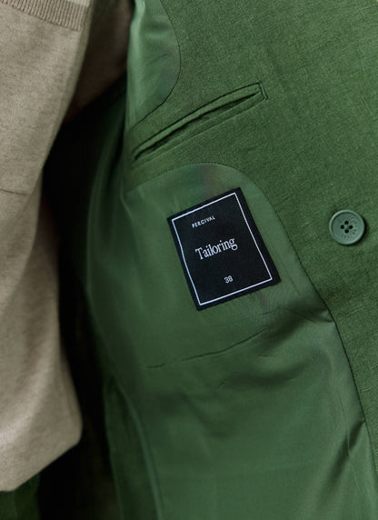 Men's Clifton Linen Double-Breasted Blazer - Forest Green | Percival Customer Favorite
