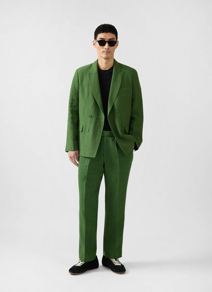 Men's Clifton Linen Double-Breasted Blazer - Forest Green | Percival Customer Favorite