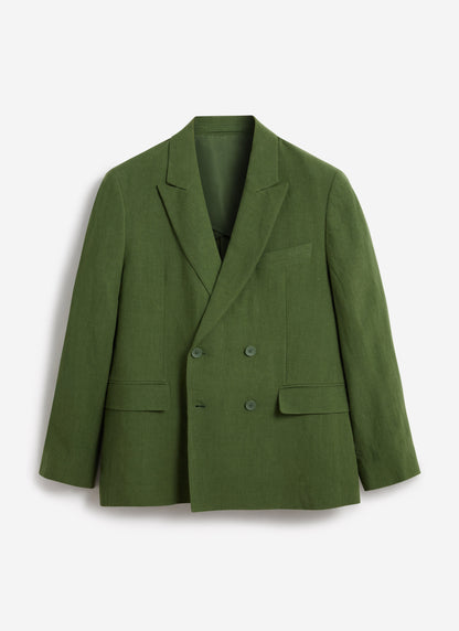 Men's Clifton Linen Double-Breasted Blazer - Forest Green | Percival Customer Favorite