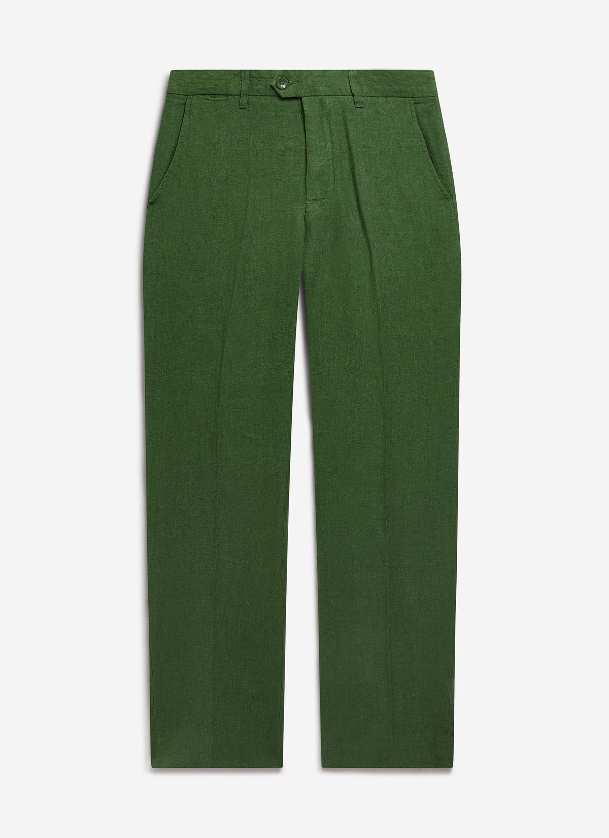 Men's Tailored Linen Trousers - Straight Leg - Forest Green | Percival Smart Buy
