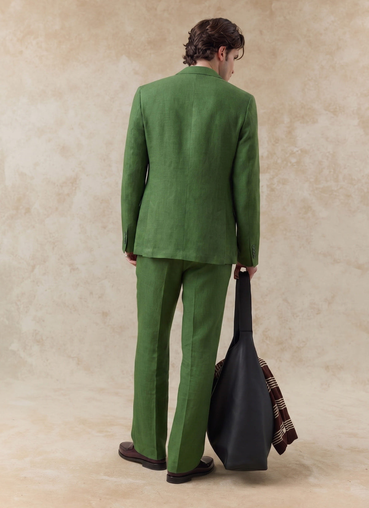 Men's Tailored Linen Trousers - Straight Leg - Forest Green | Percival Smart Buy