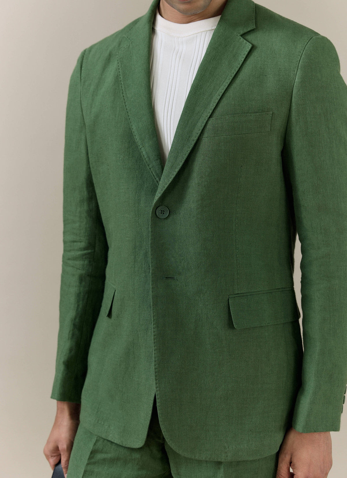 Men's Slim Fit Linen Blazer - Suit Jacket - Forest Green | Percival Top Pick