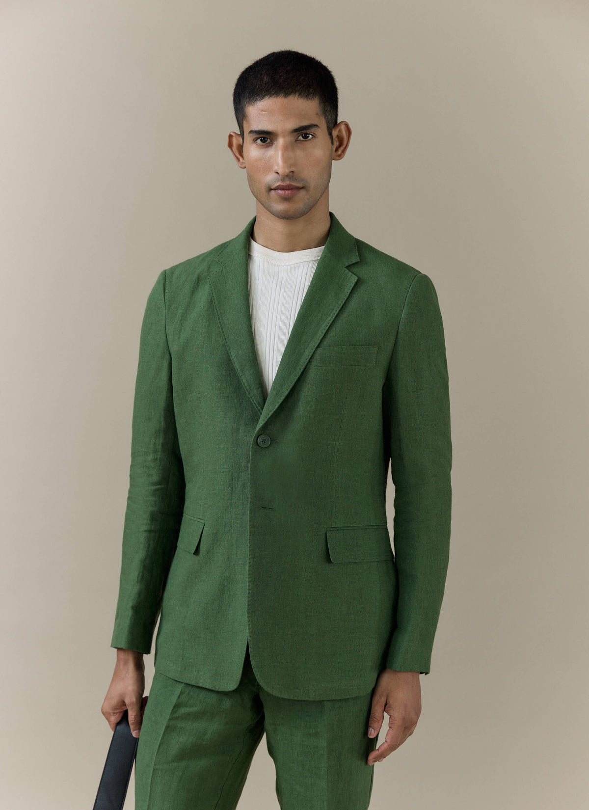 Men's Slim Fit Linen Blazer - Suit Jacket - Forest Green | Percival Top Pick