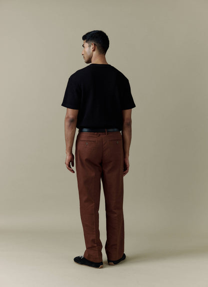 Men's Pleated Suit Trousers - Linen - Brown | Percival Great Value