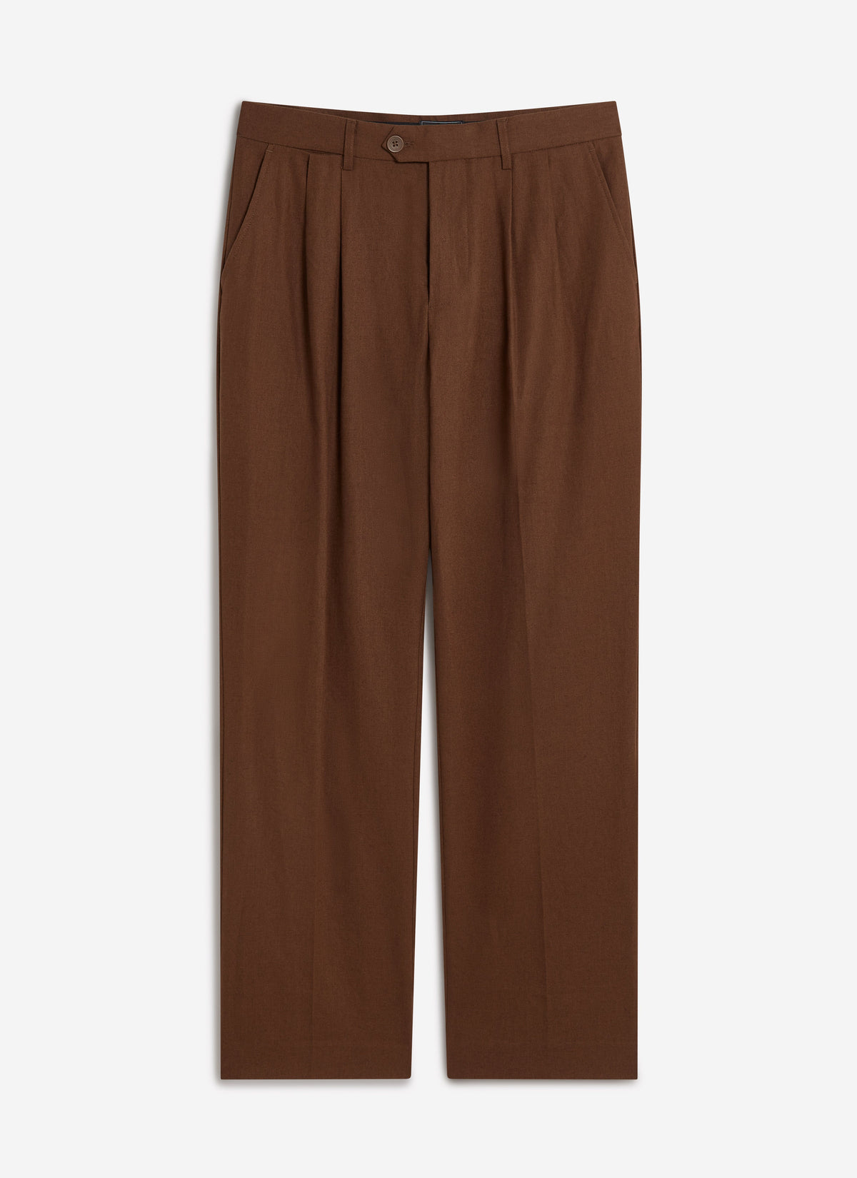 Men's Pleated Suit Trousers - Linen - Brown | Percival Great Value