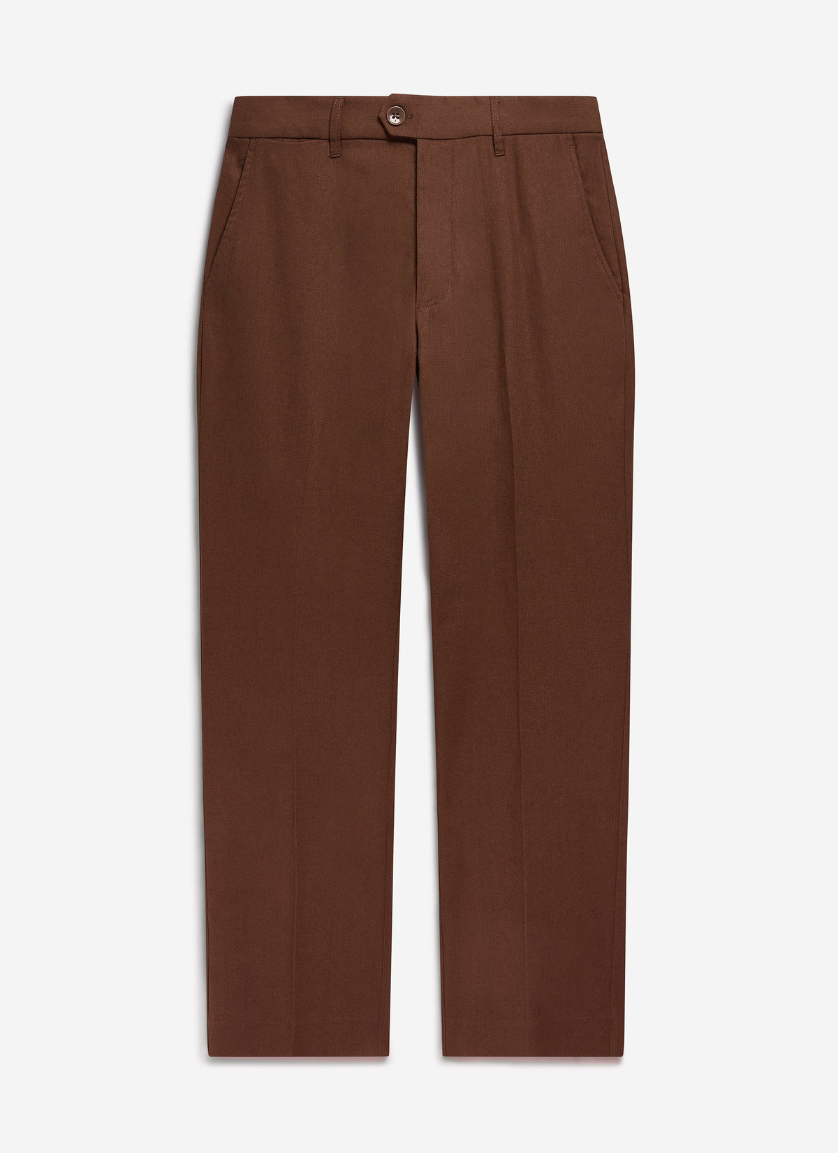 Men's Tailored Linen Trousers - Straight Leg - Brown | Percival Exclusive