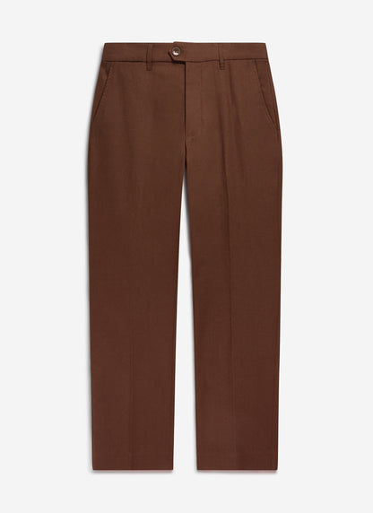 Men's Tailored Linen Trousers - Straight Leg - Brown | Percival Exclusive