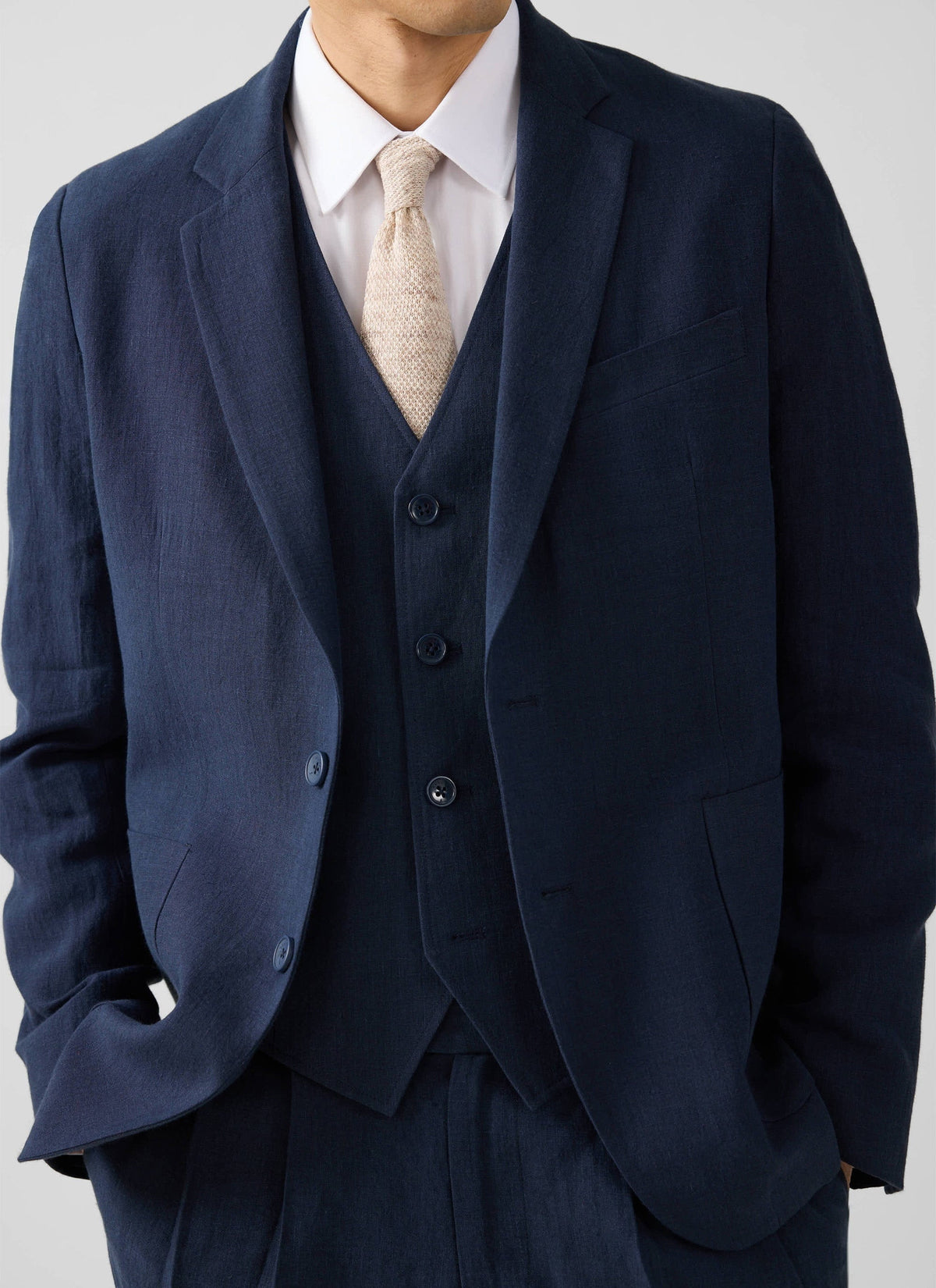 Men's Waistcoat - Linen - Navy Blue | Percival Signature