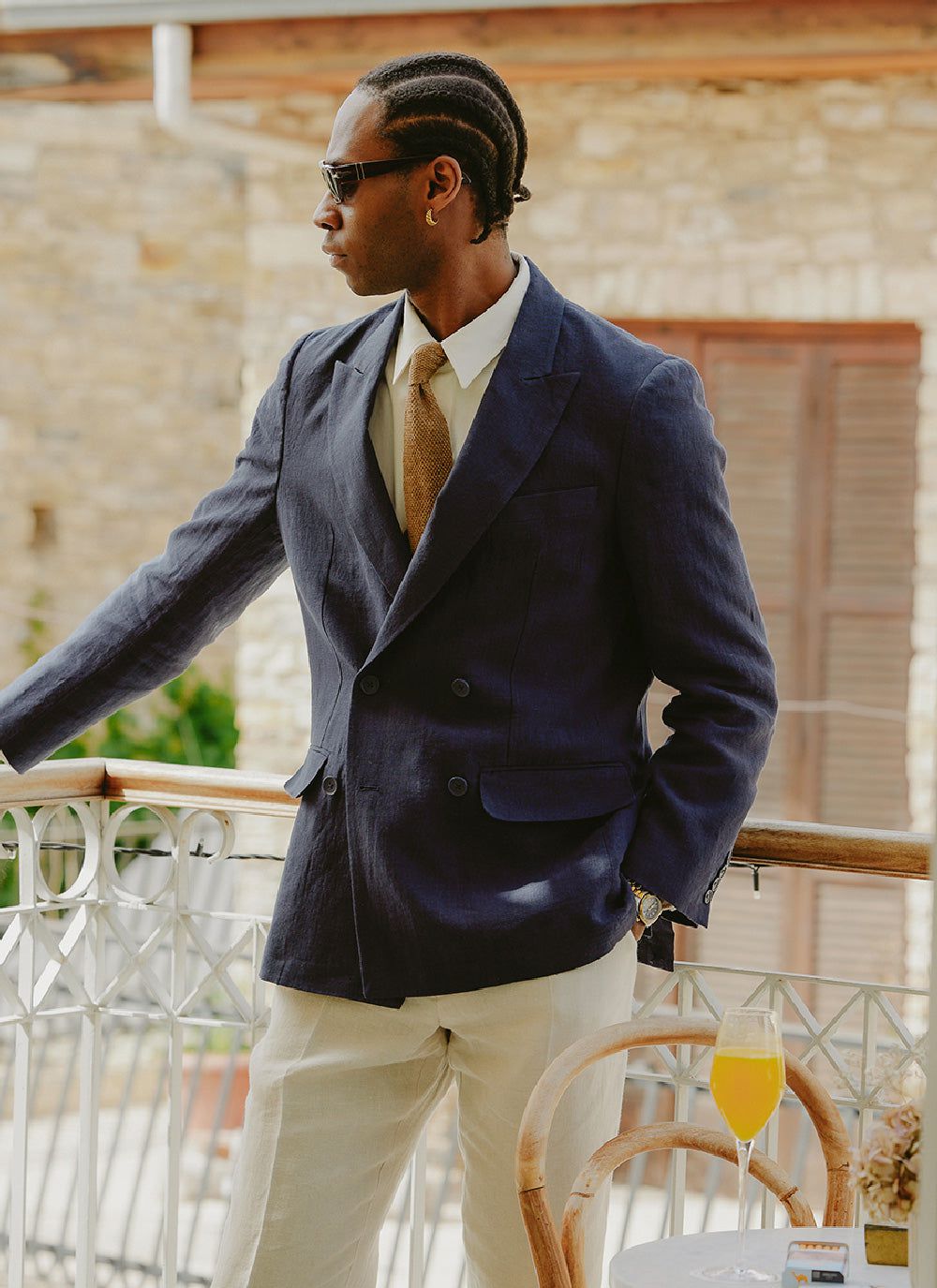 Percival Men's Linen Double Breasted Blazer - Wedding Suit Jacket - Navy Blue | Percival Top Pick