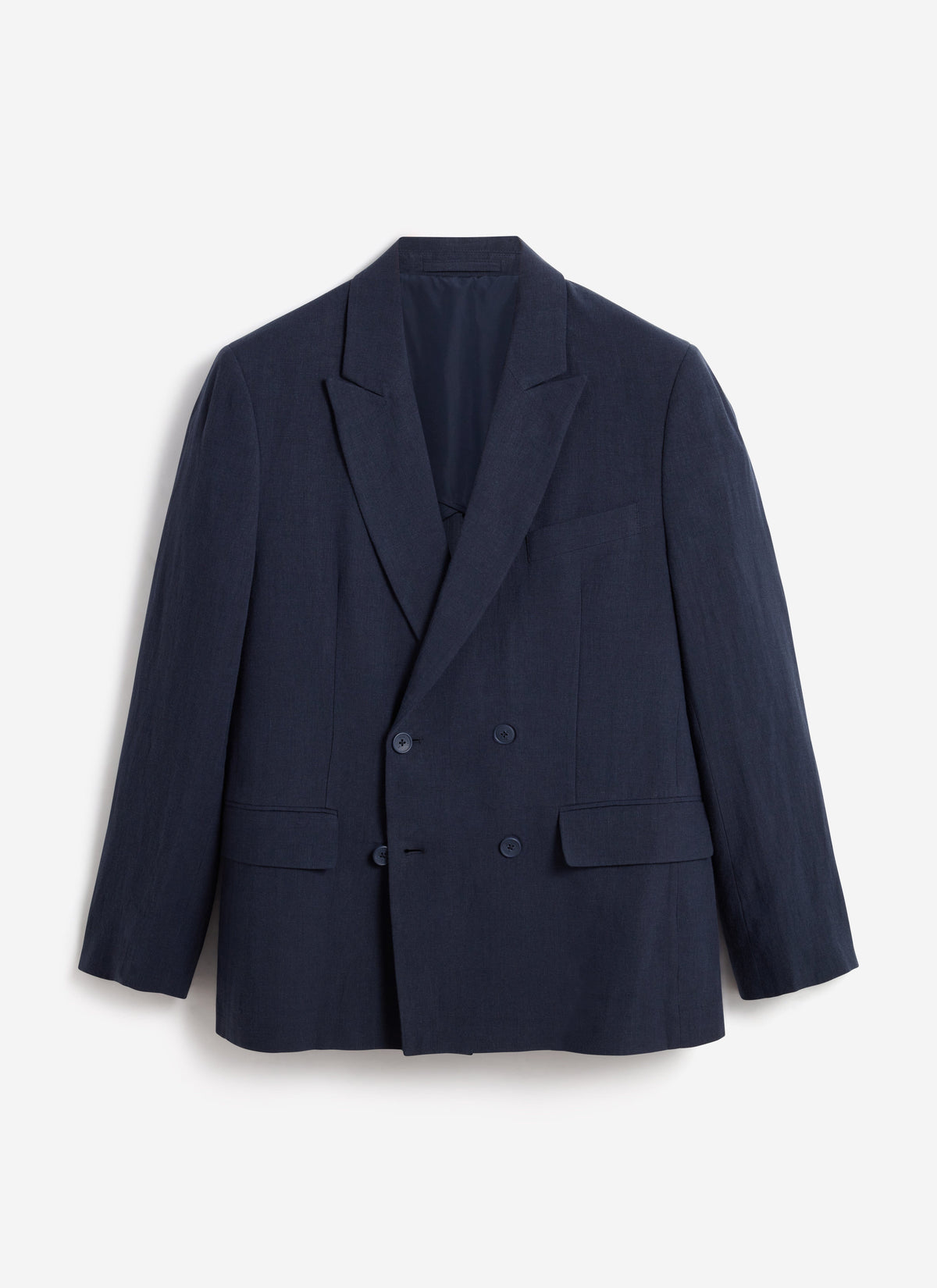 Men's Linen Double Breasted Blazer - Navy Blue | Percival Deals