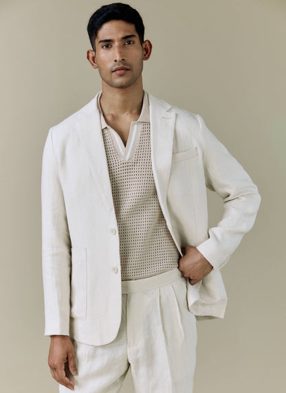 Men's Linen Blazer - Suit Jacket - Cream | Percival Great Value