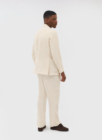 Percival Men's Linen Double Breasted Blazer - Wedding Suit Jacket - Stone | Percival Deals