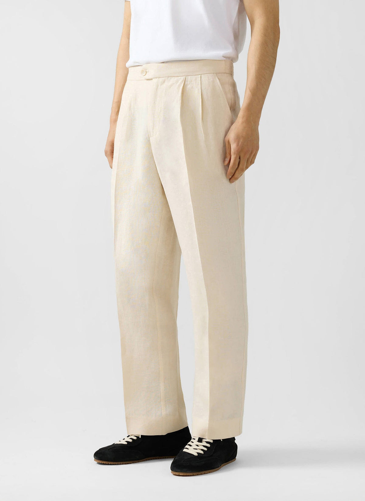 Men's Pleated Suit Trousers - Linen - Cream | Percival Customer Favorite