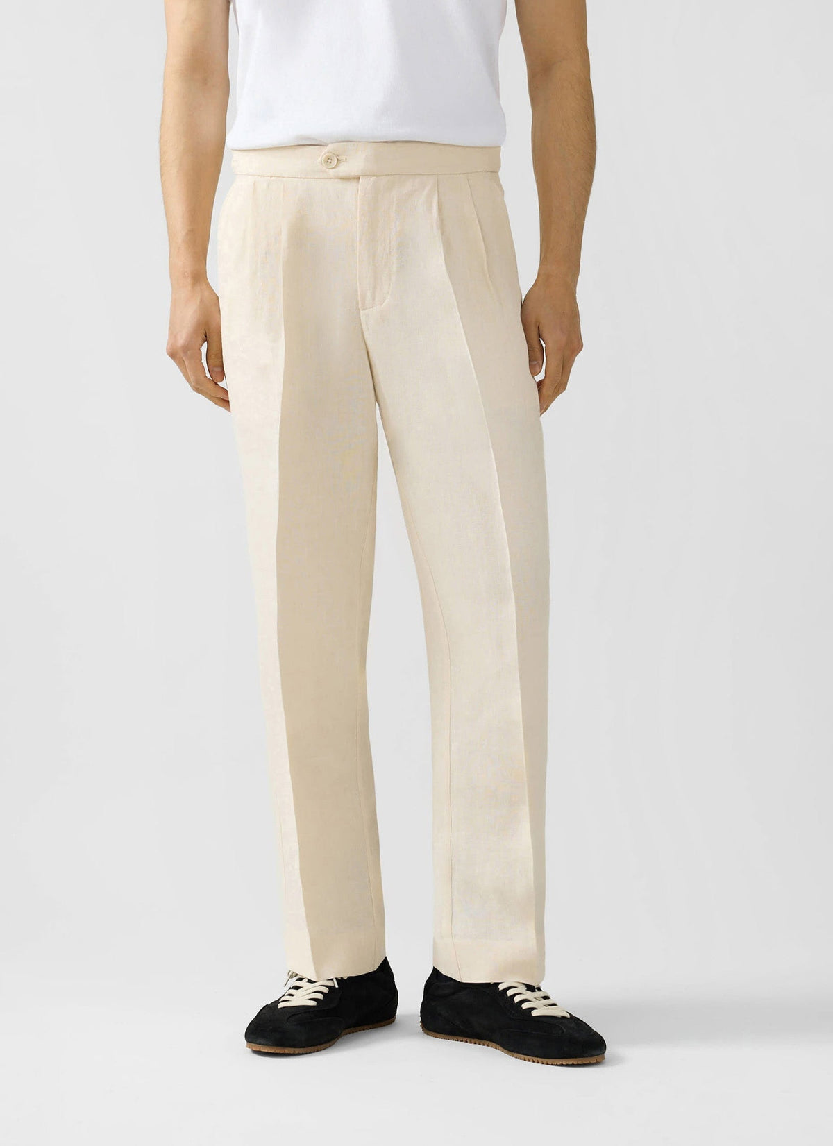 Men's Pleated Suit Trousers - Linen - Cream | Percival Customer Favorite