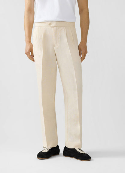 Men's Pleated Suit Trousers - Linen - Cream | Percival Customer Favorite