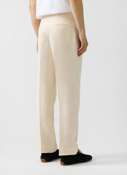 Men's Pleated Suit Trousers - Linen - Cream | Percival Customer Favorite