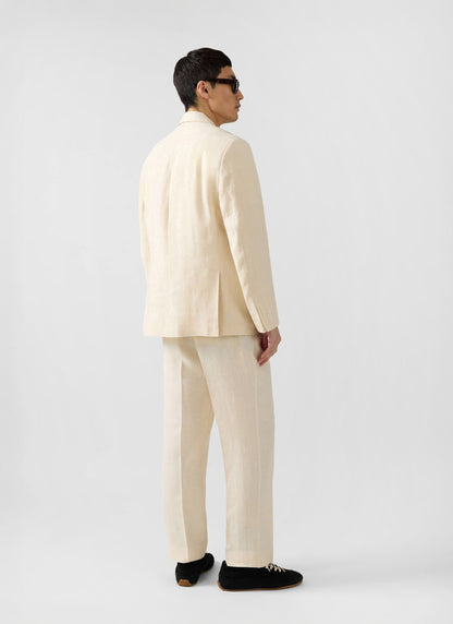 Men's Linen Double Breasted Blazer: Clifton - Cream | Percival Recommended