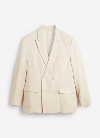 Men's Linen Double Breasted Blazer: Clifton - Cream | Percival Recommended
