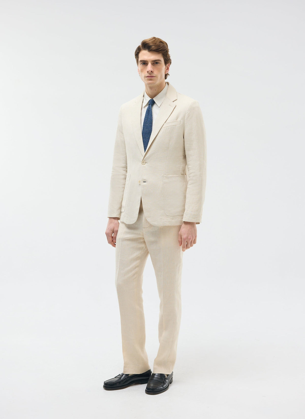 Men's Tailored Linen Trousers - Straight Leg - Cream | Percival Smart Buy