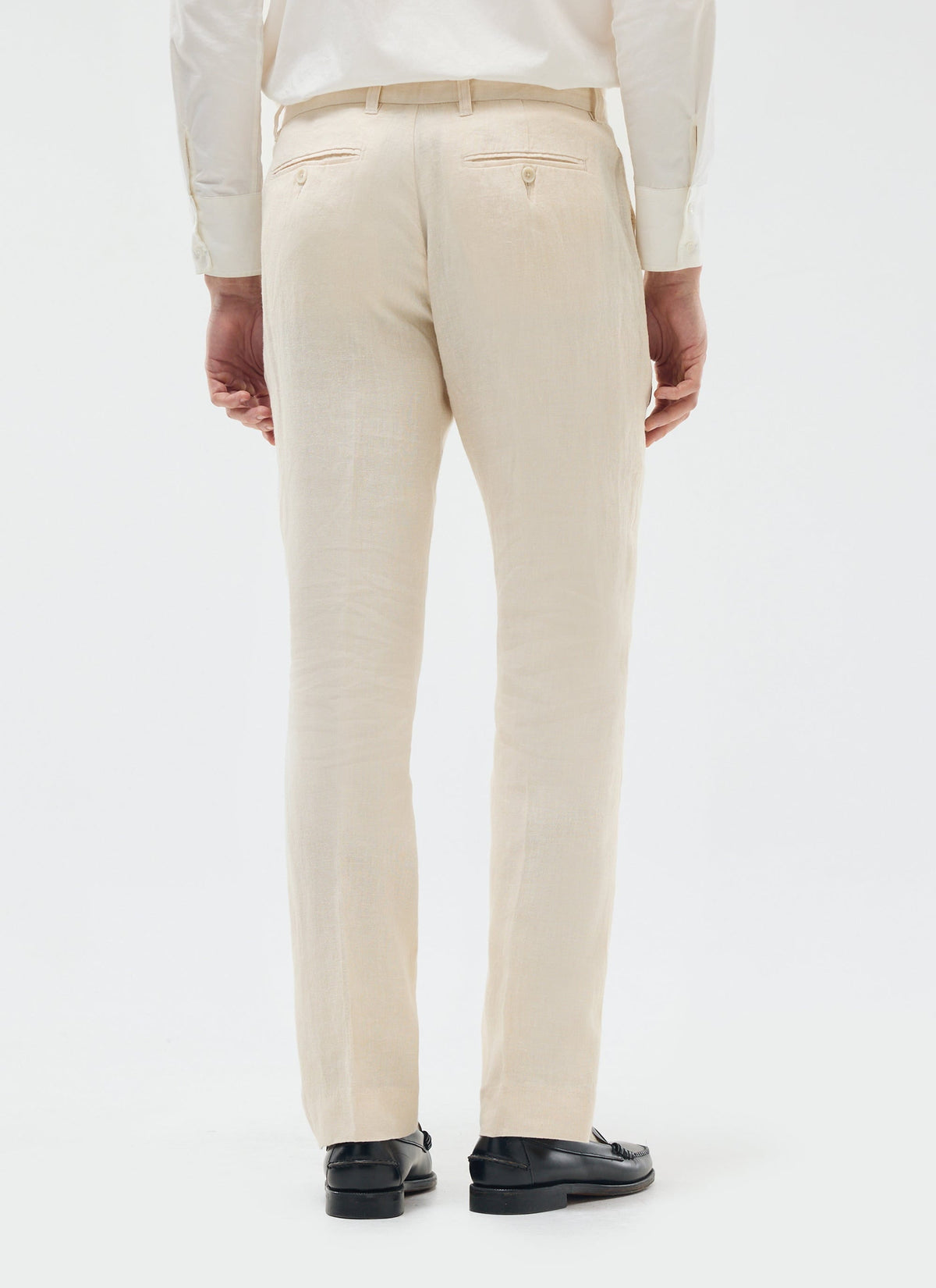 Men's Tailored Linen Trousers - Straight Leg - Cream | Percival Smart Buy