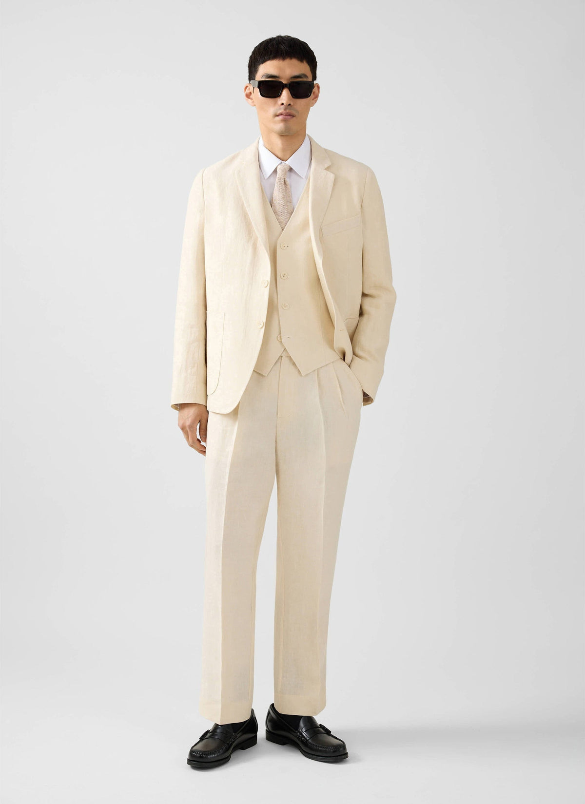 Men's Waistcoat - Linen - Cream | Percival New
