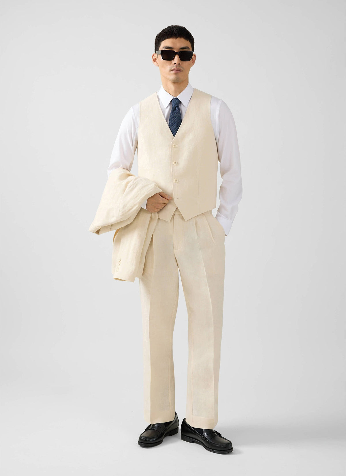 Men's Waistcoat - Linen - Cream | Percival New