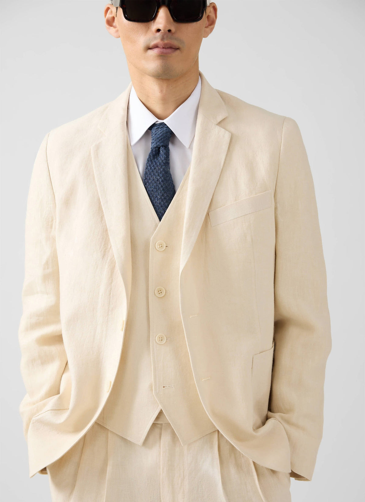 Men's Waistcoat - Linen - Cream | Percival New