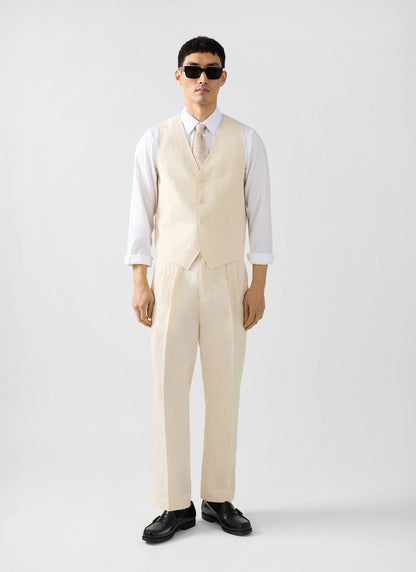 Men's Waistcoat - Linen - Cream | Percival New