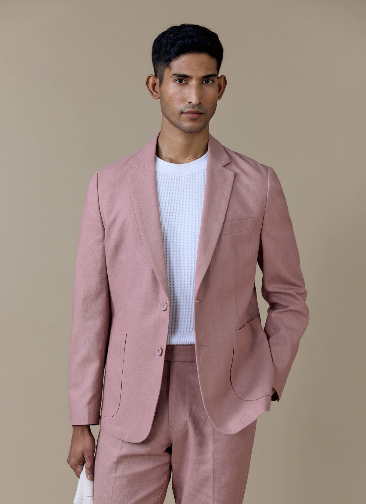 Men's Dusty Pink Tailored Blazer - Linen | Percival Trending